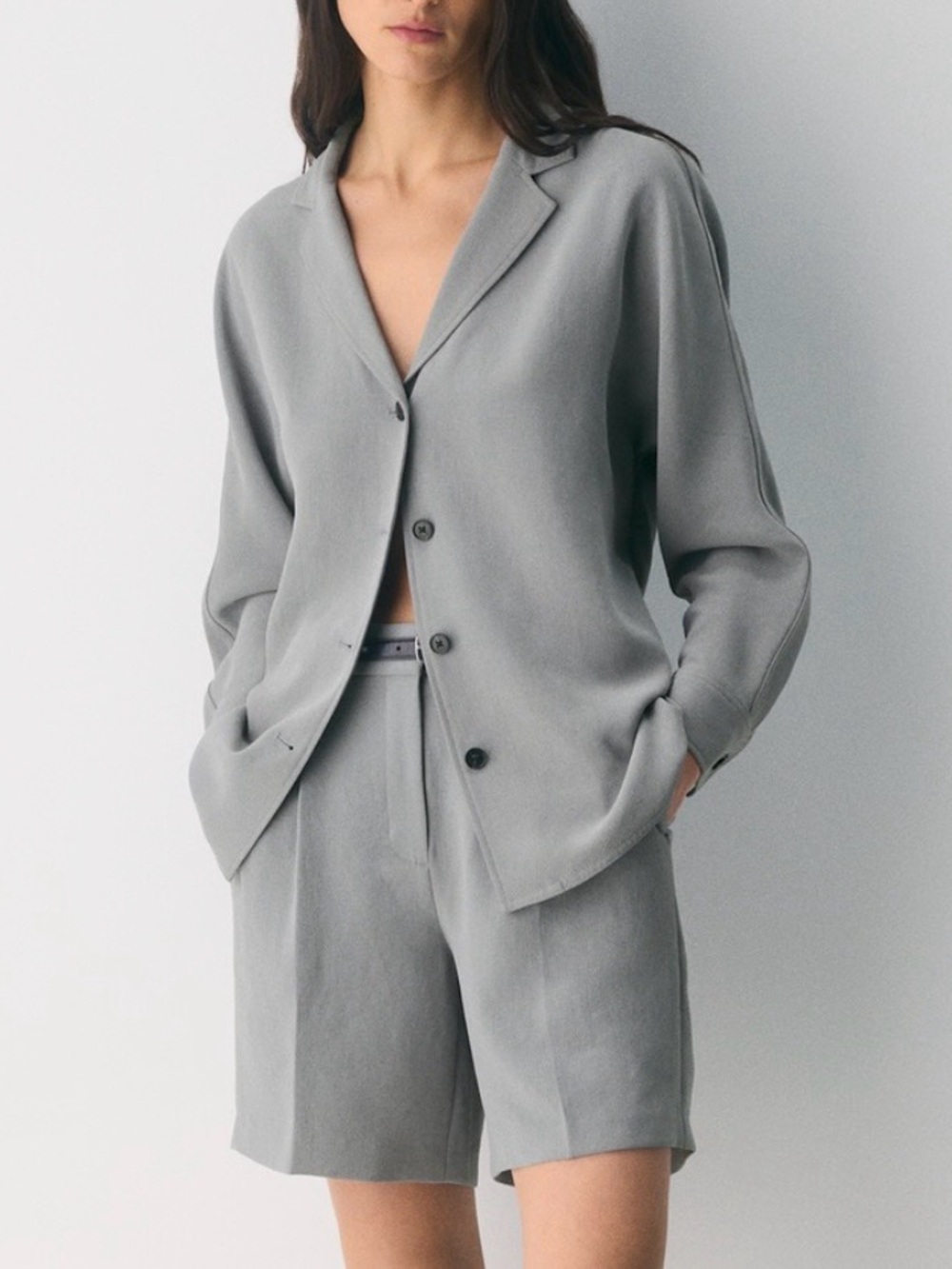 Aritzia Freeform Shirt - Crepette (Riverstone Grey) (S)